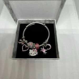 Hello Kitty Charm Bracelet Pink Silver-Tone – NEW
